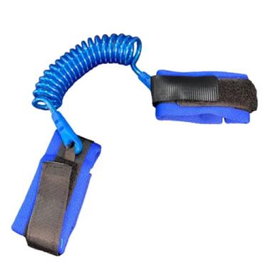 Imagem de Pulseira Segurança Infantil Anti Perda Azul Máxima Proteção Para Criança Tranquilidade Pais Uso Fácil Shoppings Parques Viagens Cabo Aço Inoxidável Mola Reforçado Confortável Extensível Até 1,5 Metros