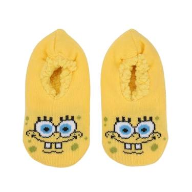 Imagem de Bioworld Bob Esponja Calça Quadrada Cheerful Face Meias Pantufas Femininas, Bob Esponja Cheerful Faceyellow, Large-X-Large