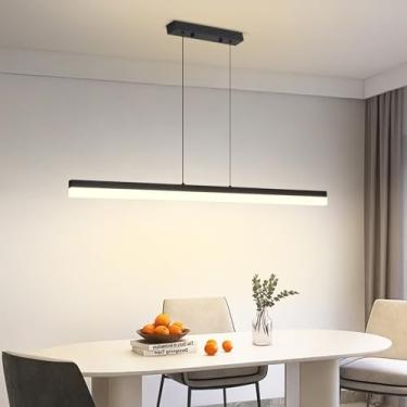 Imagem de 80CM Luz Pendente Regulável, Luz Pendente Linear LED 10%-100% Luz Pendente de Ilha de Cozinha com Função de Memória 3000K-6000K Luz Pendente Contemporânea Moderna para Sala de Conferências