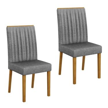 Imagem de Conjunto 2 Cadeiras para Sala de Jantar Pés em Madeira Maciça Mari Prata