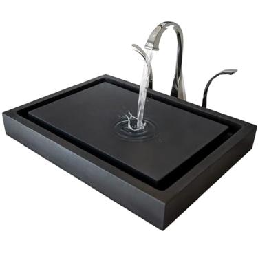 Imagem de Eden Bath EB_S006LS-H Lavatório retangular de pedra de piscina infinita - pedra vulcânica afiada