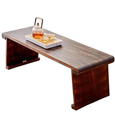 Imagem de Mesas auxiliares mesa baixa dobrável mesa Guqin para casa mesa de varanda zen mesa de centro tatami mesa de chão mesa de chá retro (castanho 110 x 40 x 37 cm)