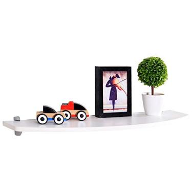 Imagem de Prateleira de madeira de montagem na parede simples prateleira de parede conjunto de prateleira superior design curvo (cor: branco, tamanho: 60241,6 cm)