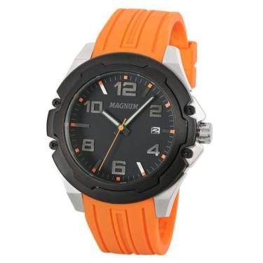 Imagem de Relógio Magnum Masculino Laranja Silicone Ma34487j