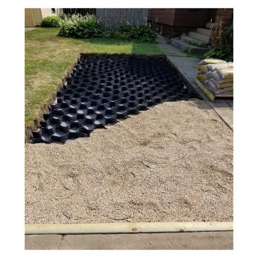 Imagem de SRSRS Estabilizador de Geogrelha de garagem 10.2 cm/5.1 cm High - Gravel/Erosion Control HDPE Grid (3 pés-50 m) (2 x 5 m (6,5 x 16,5 pés) 5 cm/2" de altura)