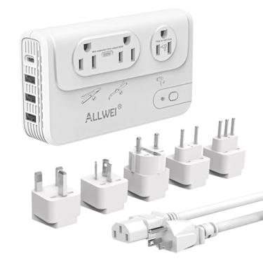 Imagem de ALLWEI Conversor de tensão de viagem 2000W 220 V para 110 V para adaptador de tensão de viagem europeu para alisador/modelador de cabelo, adaptador conversor de energia com tipo C, E/F, G, I, L