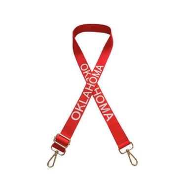 Imagem de Lashicorn Oklahoma Adjustable Woven Purse Strap 25”- 48” long adjustment Red Strap with Gold Hardware 1.5” wide College Football Sooner Clear Bag Stadium Approved Fans