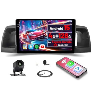 Imagem de Inefala [4G + 128G] Rádio automotivo Android 15 para Toyota Corolla EX 2005-2012 com carplay sem fio/Android Auto, tela sensível ao toque HD de 9 polegadas, som automotivo com GPS, Bluetooth, WiFi, FM