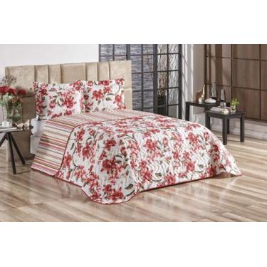 Imagem de Cobre Leito Dupla Face Stilo Solteiro 02 Peças - Casa Artuz, Flor Verm