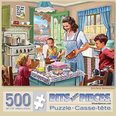 Imagem de Bits and Pieces – Large 500 Piece Jigsaw Puzzle for Adults – ‘Kitchen Memories’ Classic 50's Jigsaw Puzzle by Artist Steve Crisp, Completed Puzzle Size: 18" x 24"