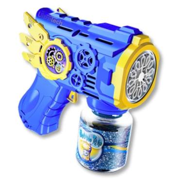 Imagem de Pistola de Bolhas de Sabão Infantil Automática com Luz LED e Múltiplas Saídas – Tanque Recarregável, Fácil de Usar, Plástico Resistente