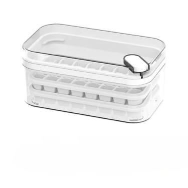 Imagem de Forma Gelo, Forma Reutilizável, Bandeja Cozinha Resistente, Design Inovador de Camada Dupla Que Otimiza O Espaço E Facilita A Remoção Dos Cubos de Gelo(BRANCO,2 FORMAS)