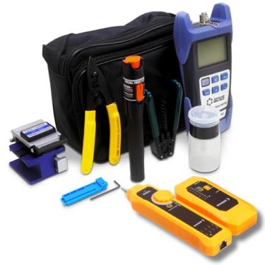 Imagem de Kit Ferramentas Profissional FTTH Fibra Óptica Completo Power Meter Caneta Laser Localizador de Falha Clivador Alta Precisão Localizador de rede RJ45 e RJ11