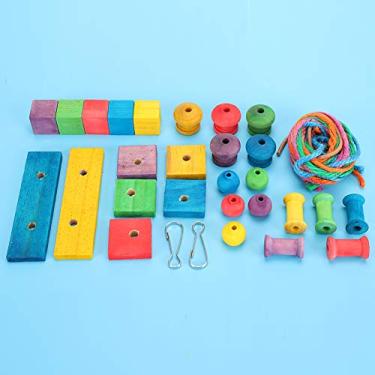 Imagem de YOUTHINK Brinquedo para Mastigar Pássaros, Brinquedo para Mastigar Papagaios, Blocos de Madeira Coloridos, Essencial para Cinza Africano, Cacatua de Periquito Arara, Acessórios DIY para Atividades