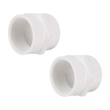 Imagem de Penitue 2 Peças Adaptadores de Conexão para Tubos de PVC 2", Conectores Adaptador Conexão com Rosca Fêmea NPT Branca para Tubos 2" Schedule 40