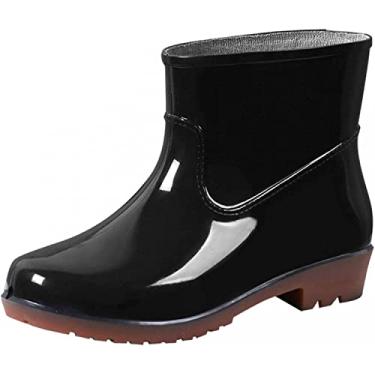 Imagem de Botas de chuva femininas cano médio botas de chuva galochas, Z03 preto, 9.5
