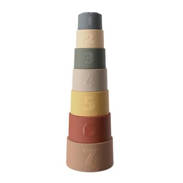 Imagem de Conjunto de Blocos Educativos Life de Silicone para Crianças 2 a 4 Anos, Brinquedo de Montar, Copos Empilháveis e Quebra-Cabeça Didático Colorido