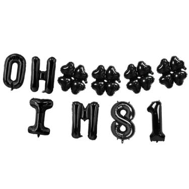 Imagem de Oh I’m 81! Latex Balloons 16 Inch Black Hallo Eighty One Cheers to 81 Years Old Theme Decor for Man Woman Happy 81st Birthday Party Photo Studio Prop Flag Decorations Favors Supplies