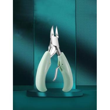 Imagem de 1 peça de cortador de unhas profissional, aparador de paroníquia encravado para correção de unhas grossas, cortador de borda, ferramenta de pedicure e tesoura de manicure, verde matcha