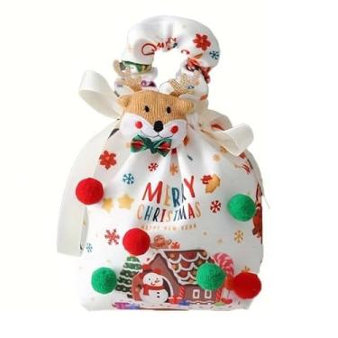 Imagem de Bolsa de presente de maçã de Natal com alça - 1 caixa de presente de embalagem de maçã de véspera de Natal, sacos de lembrancinha de festa de fim de ano com design para decoração de árvore (cor 1)