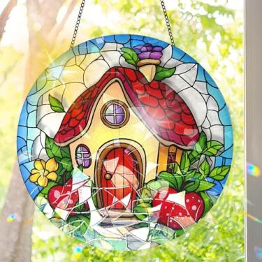 Imagem de Acrílico colorido Suncatcher, decoração para pendurar na cabine com design de vitral impresso, arte de parede Rainbow Maker, janela refrator de luz do sol, decoração interna e externa para casa com