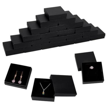 Imagem de PH PandaHall 50 caixas de presente de joias de papelão preto caixa de joias pequena caixa de exibição de colar caixa de armazenamento com esponja para anel, brinco, pulseiras, presente de aniversário