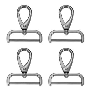 Imagem de HARFINGTON 4 peças de gancho de pressão destacável fecho giratório 38 mm liga de zinco fecho de garra de lagosta para chaveiro, bolsa de cordão, alça de bolsa DIY, preto