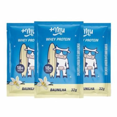Imagem de Kit 3 whey protein concentrado sache baunilha 20g proteina 37g +mu - M