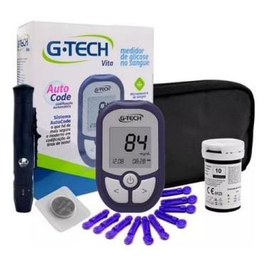 Imagem de Medidor Glicose Diabete Gtech Vita Kit Com 1 Aparelho 1 Caneta 10 Tira