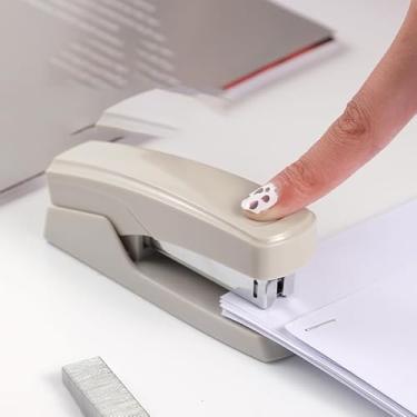 Imagem de Grampeador com 1000 grampeadores, grampeador de escritório, capacidade para 25 folhas, antiderrapante, cinza