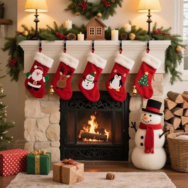 Imagem de Cabide de meia de manto de Natal - Suporte de meia de lareira com clipe de capa para decorações de férias e exibição de festa festiva (uma peça em prata)