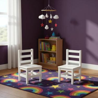 Imagem de 2 Cadeirinhas Mini Cadeiras Infantil De Madeira Maciça - Branco S/estofado