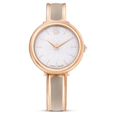 Imagem de Swarovski Relógio com pulseira cristalina, feito na Suíça, pulseira de metal, bege, acabamento em tom de ouro rosa, Bege