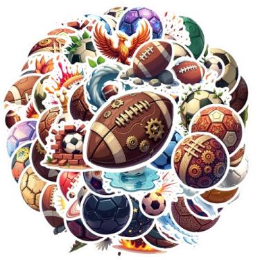 Imagem de 70 peças de bolas esportivas divertidas de futebol adesivos de futebol coloridos para telefone faça você mesmo, guitarra, notebook, mala, copo, mala, geladeira, telefone, bagagem, laptop, guitarra