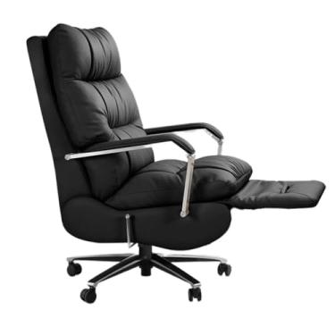 Imagem de Cadeira de escritório executiva com apoio para os pés Cadeiras de mesa largas e reclináveis ​​confortáveis ​​para computador Cadeira de escritório ergonômica, de couro, para casa,Black