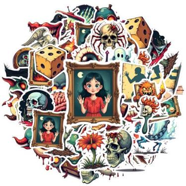 Imagem de 35 peças adesivos de terror gótico Halloween DIY assustador para guitarra, faça você mesmo, bicicleta, skate, laptop, bagagem, mala de viagem, telefone, bagagem, laptop, guitarra, carro, brinquedos