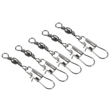 Imagem de Barril de pesca giratório com encaixe interloque, 50 peças de aço carbono sólido anel terminal equipamento para pesca em água salgada em água doce, preto