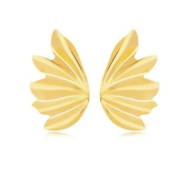 Imagem de Brinco Asas Orgânico Folheado A Ouro Semijoia Lizzy Fatin