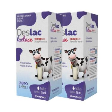 Imagem de Kit 02 Deslac Enzima Lactase Gotas 15ml Lactose Maxinutri