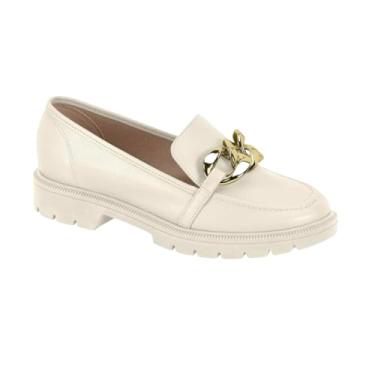 Imagem de Mocassim Feminino Loafer Beira Rio Off-White Tratorado ou Liso Bridão Metalizado Conforto (Off white Branco Off, BR, Adulto, Numérico, 36)