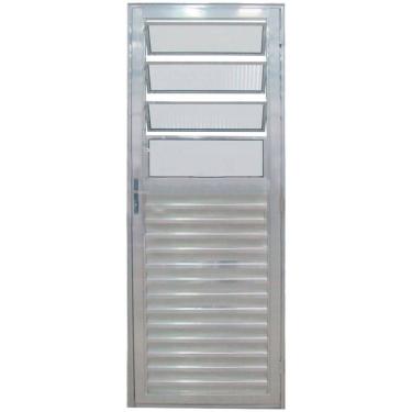 Imagem de Porta de Alumínio Travessa Basculante 2,10 x 0,80 Metros Brilhante Direita - 0955 - JANELLOT