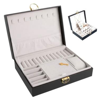 Imagem de Porta Joias Cordao Anel Brinco Pulseira Relogio Acessorio Caixa Estojo Mesa Penteadeira Bancada Gaveta Organizaçao