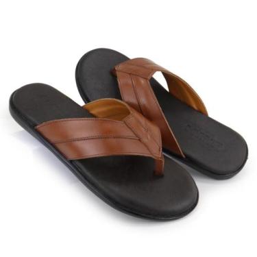 Imagem de Chinelo de Dedo Couro Masculino Confortável Resistente - Granado, Marr