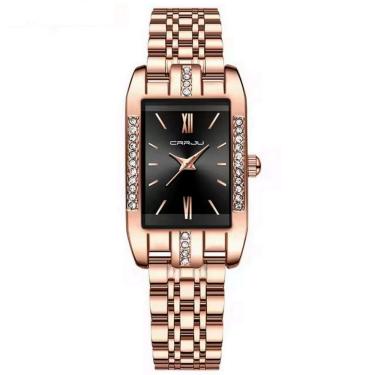 Imagem de Relógio de Quartzo Feminino Design Quadrado Bracelete de aço inoxidável Impermeavel 3atm