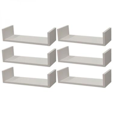 Imagem de Kit 6 Prateleiras Branca Suporte Mercado das Prateleiras