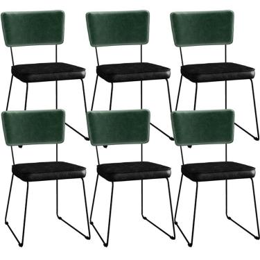 Imagem de Kit 06 Cadeiras L02 Facto Verde Musgo Couríssimo Preto
