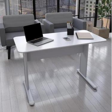 Imagem de Mesa Secretária Maxxi 2 Gavetas Cor Cinza Cristal - Pandin