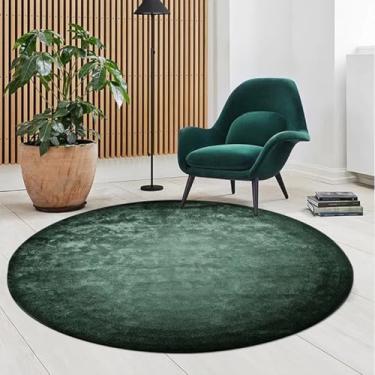 Imagem de Tapete luxuoso de pelúcia para decoração de quarto, tapete redondo grande para vestiário, tapete lavável, tapete minimalista para sala de estar (200x200 cm/A)
