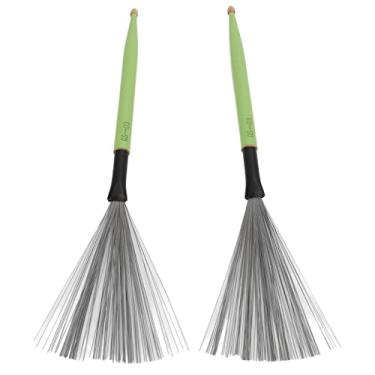 Imagem de RiToEasysports Escova de Tambor de Dupla Finalidade, Baqueta de Bordo, Fio de Aço de Borracha para Conjunto de Tambor de Jazz, Prática para Iniciantes, 2 Peças, Escova de Percussão Portátil (Verde)