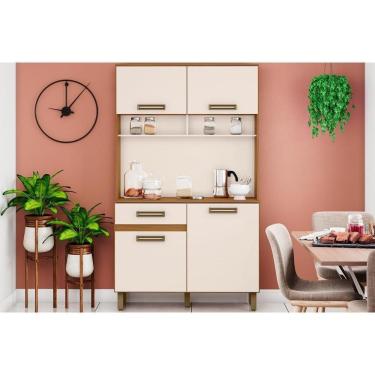 Imagem de Cozinha Compacta Perla Briz C-4 Portas E 1 Gaveta 105x38x180cm Nature-off White - Henn